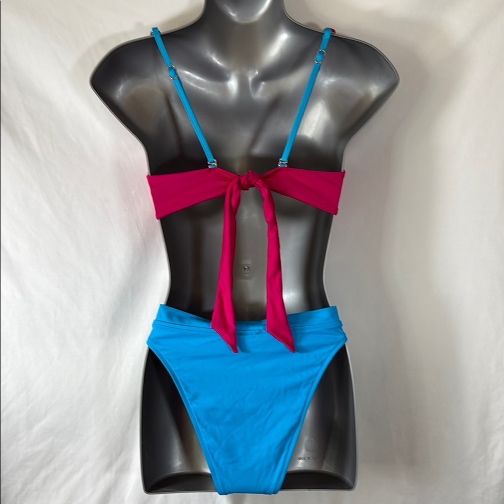 Victoria’s Secret Hot Pink Vibrant Blue UW Top High Waist Bikini Set SKU0924 - Picture 4 of 8
